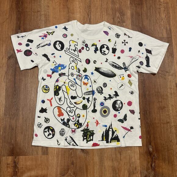 Vintage Led Zeppelin III Shirt 90s All Over Print Band Concert Mens Large AOP - Picture 1 of 6